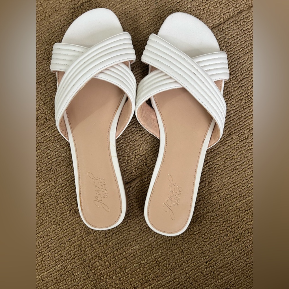 Badgley Mischka Jewel white slide sandals